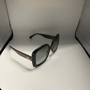 Gucci GG0081SK Square Sunglasses Black Green Red Web Stripe Interlocking GG Logo